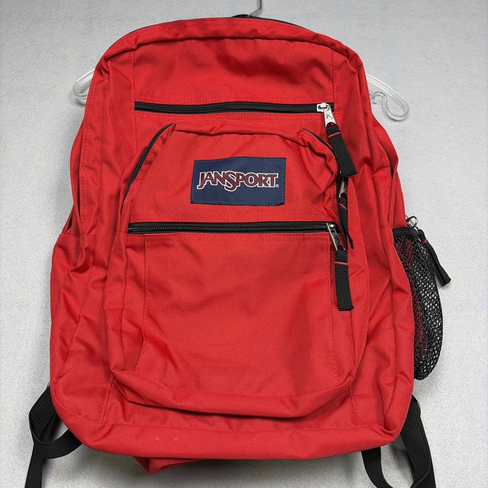 JanSport Backpack Unisex Kids OS Red Black School Bag Travel Padded TDN75XP